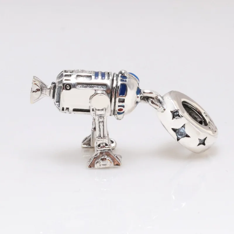 

Amas Genuine 925 Sterling Silver Starr Warrs Co-branded R2-D2 Robot Pendant fit Original charm Bracelet
