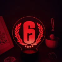 rainbow six 6 fps game logo 3d lamps led rgb night lights neon cool gift for friends bedroom table desk colorful mark decoration