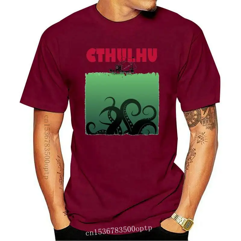 

New Brand 2021 Men T Shirts 100% Cotton Lovecraft Cthulhu Jaw Parody Funny Horror Artsy Awesome Artwork Printed Tee Shirts Overs