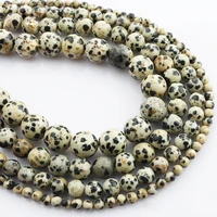 1538cm strand round natural beige spots stone rocks 4mm 6mm 8mm 10mm 12mm beads for jewelry making diy bracelet findings