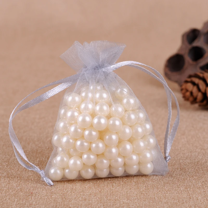 100 шт ювелирные сумки упаковка Organza Сумки Из Органзы 7x9 9x12 10x15 13x18 17x23 см подарочные сумки Саше органза свадебное Причастие Декор - Цвет: gray