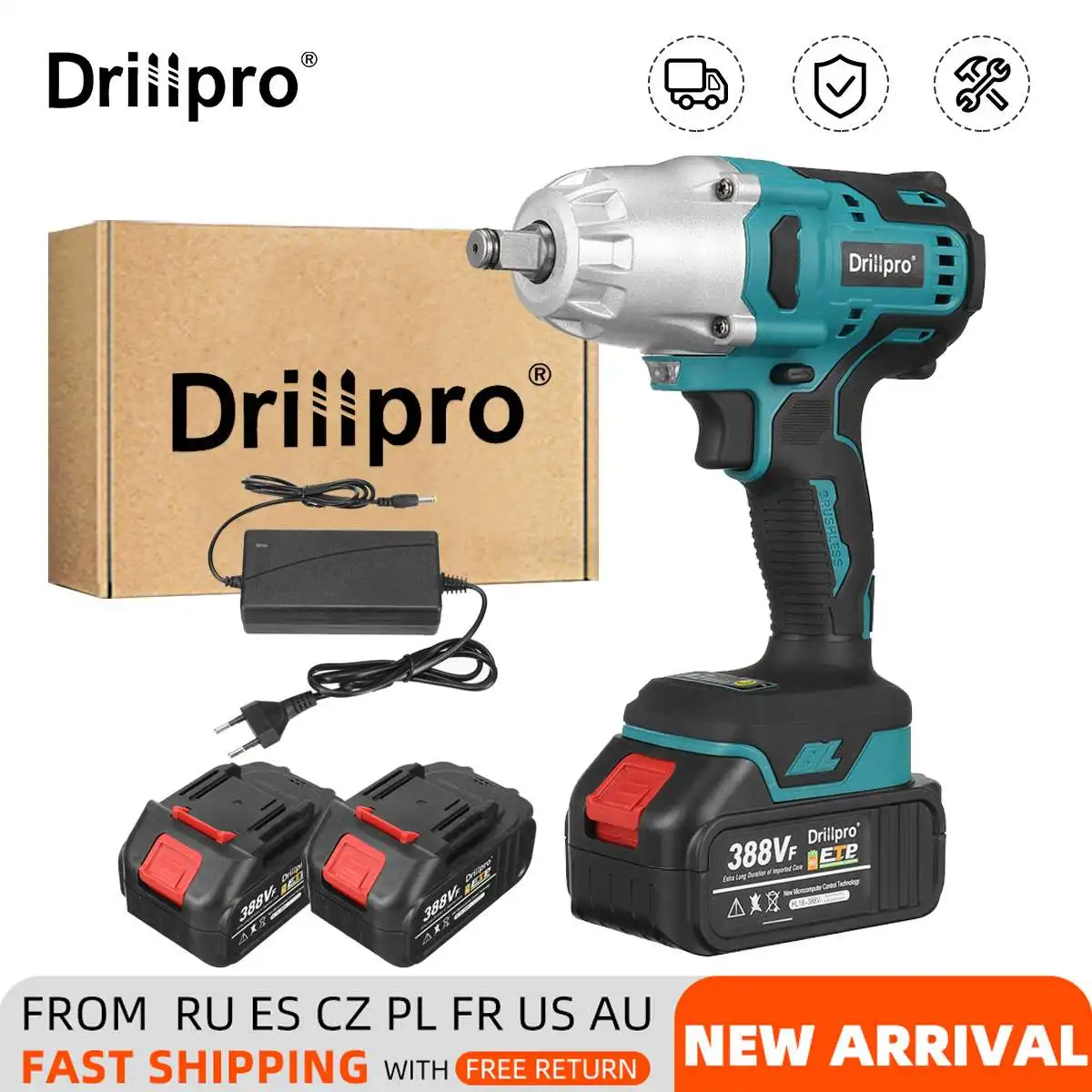 

18V Electric Impact Wrench 800N.m Cordless Brushless Wrench Rechargeable 1/2 inch Li-ion Battery For Car Tires Power Tools