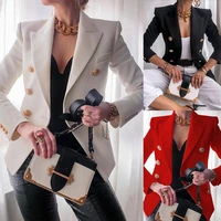 winter women blazer double breasted blazer coat fashion slim long sleeve elegant suit jacket office women blazer spring autumn