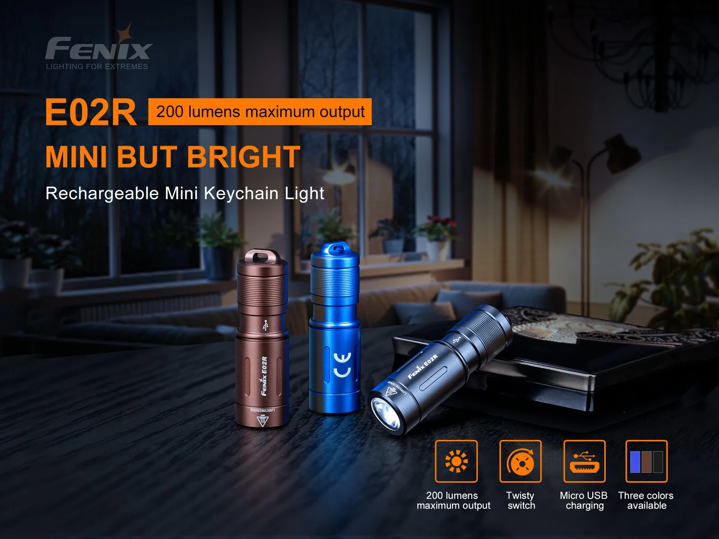 Фонарик Fenix E02R Cree XP G2 S3 белый светодиодный 200 люмен USB|Фонарики и осветительные