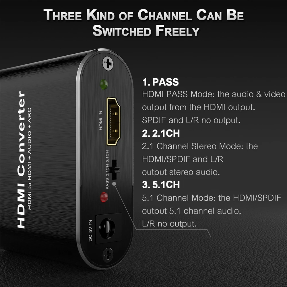 Совместим с HDMI 2,0 аудио экстрактор 5,1 ARC HDMI аудио экстрактор сплиттер HDMI к аудио экстрактор оптический TOSLINK SPDIF