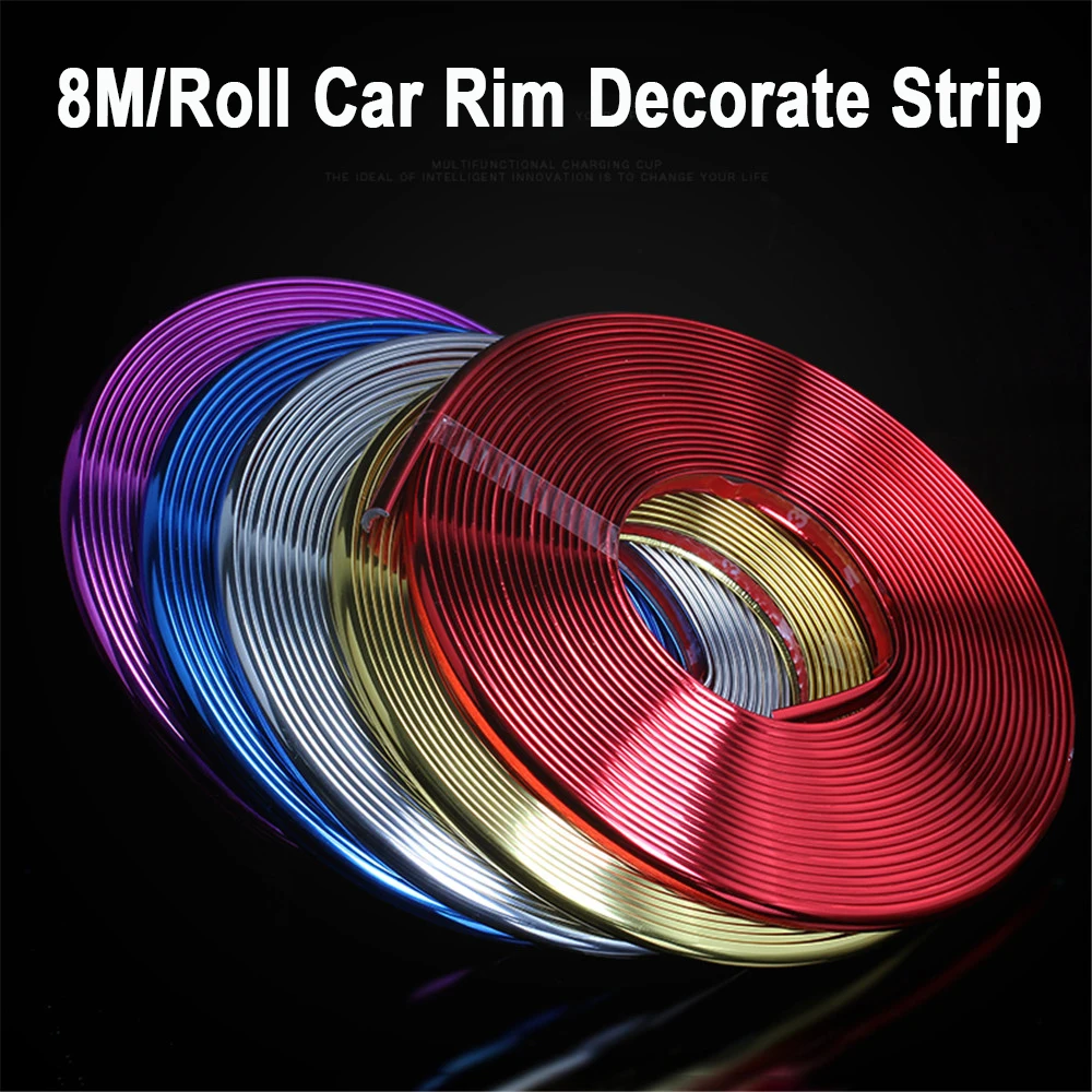 

8M/ Roll Rimblades Car Vehicle Color Wheel Rim Protectors Decorate Strip Tire Guard Line Rubber Moulding Trim