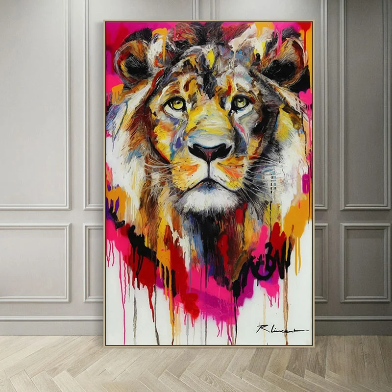 

Wall Art Print Canvas Home Decoration Painting 5 Style Abstract Colorful Lion Head Nordic Style Modular Poster For Living Room