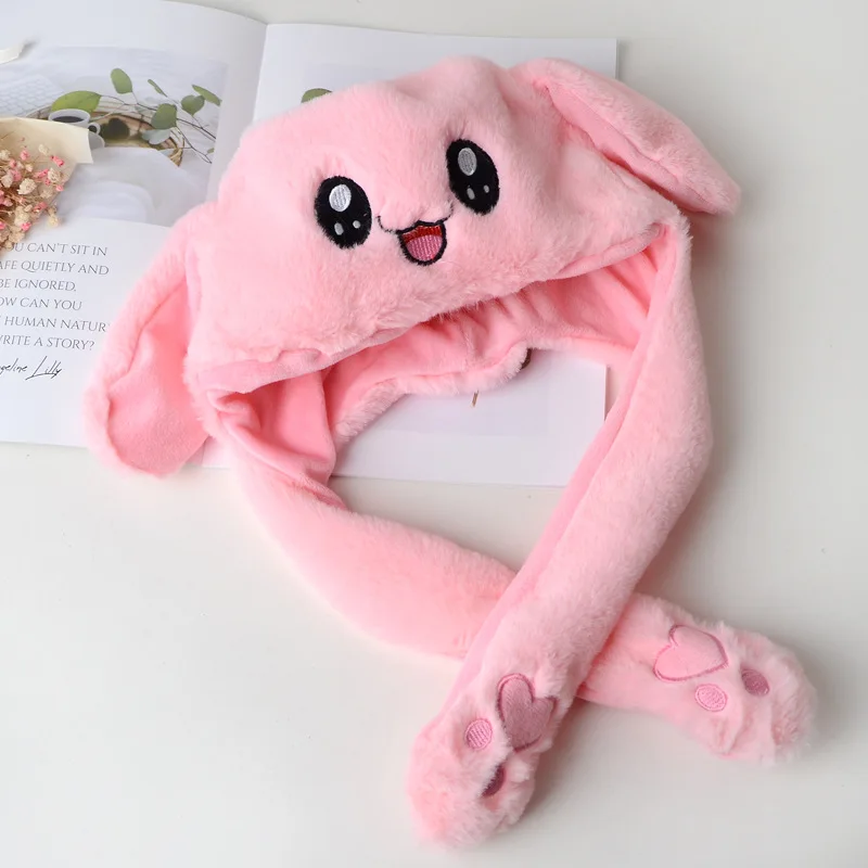 

Fashion Moving Hat Rabbit Ears Plush Sweet Cute Airbag Cap Cartoon Plush Doll Toy Lighted Hat Children Gift Cosplay Hat