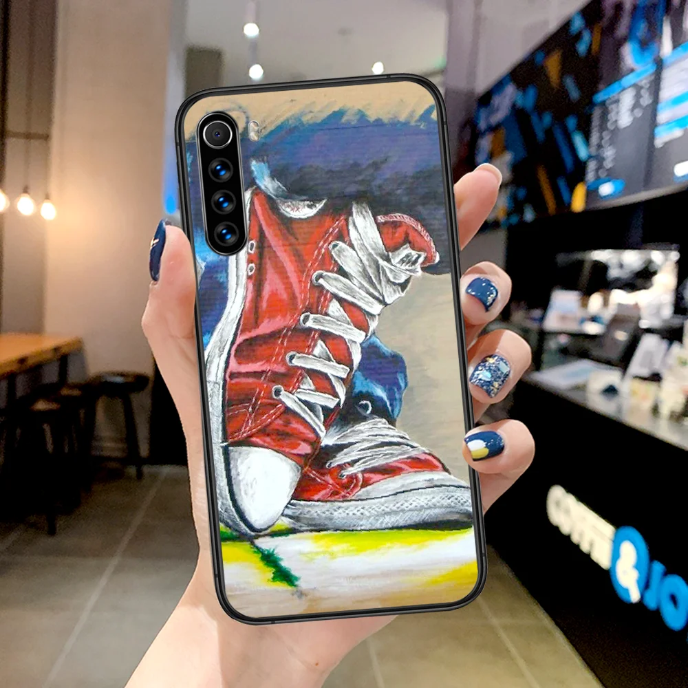 

Fashion Sneakers Trendy Art Phone Case For Xiaomi Redmi Note 7 8 8T 9 9S 4X 7 7A 9A K30 Pro Ultra black Back Soft Prime Trend