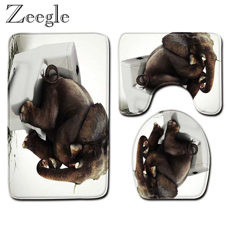 Коврик для ванной из микрофибры с рисунком слона Нескользящие коврики