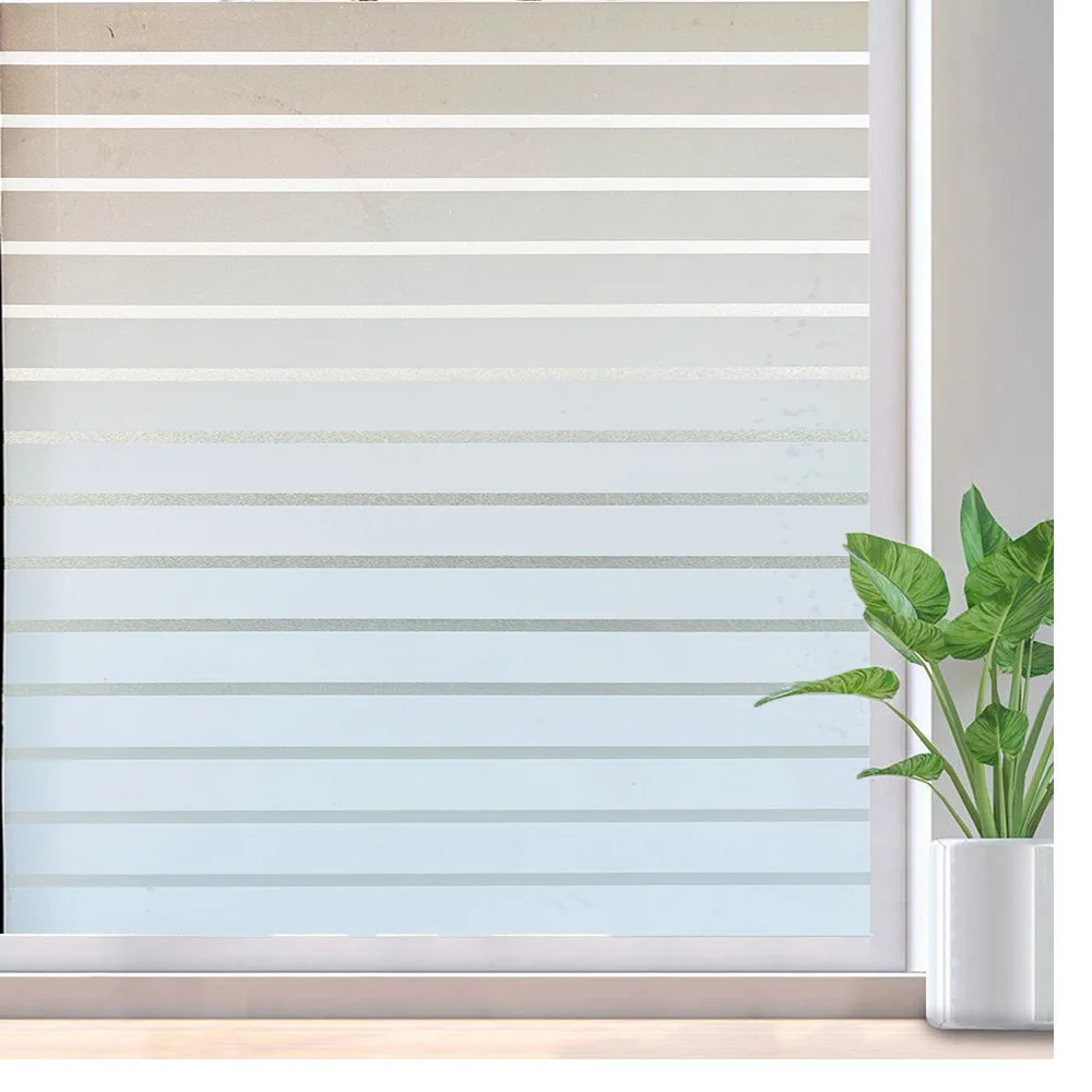 

Matte Striped Privacy Window Film for Bathroom Vinyl Self Adhesive Anti UV Window Stickers Light Blocking Stained Window Decals