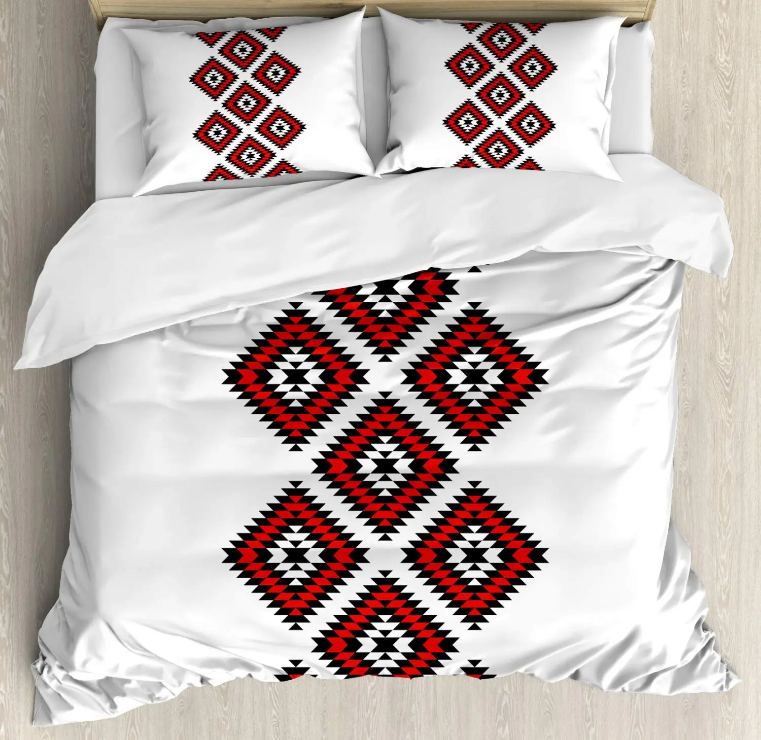 Комплект постельного белья из 3 предметов с этническим пододеяльником и