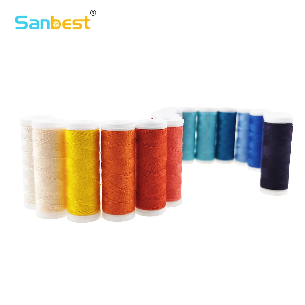 

Sanbest 200 yards 100% TFO Spun Polyester Sewing Thread 40s/2 18 Colors High Speed Sewing Machine Overlocking Hand Stitching