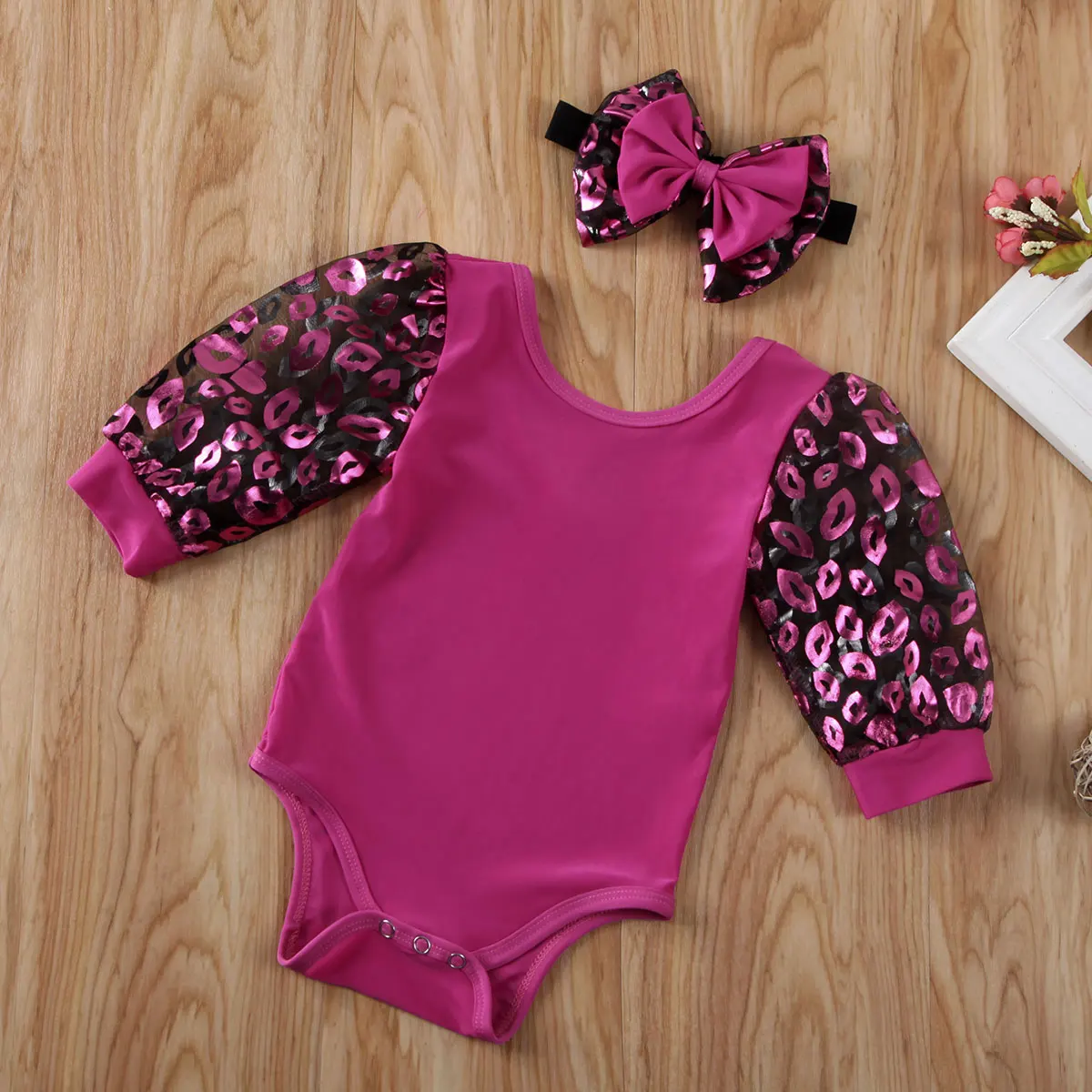 

Pudcoco Newborn Baby Girl Clothes Lips Print Puff Tulle Long Sleeve Romper Jumpsuit Headband 2Pcs Outfits Clothes