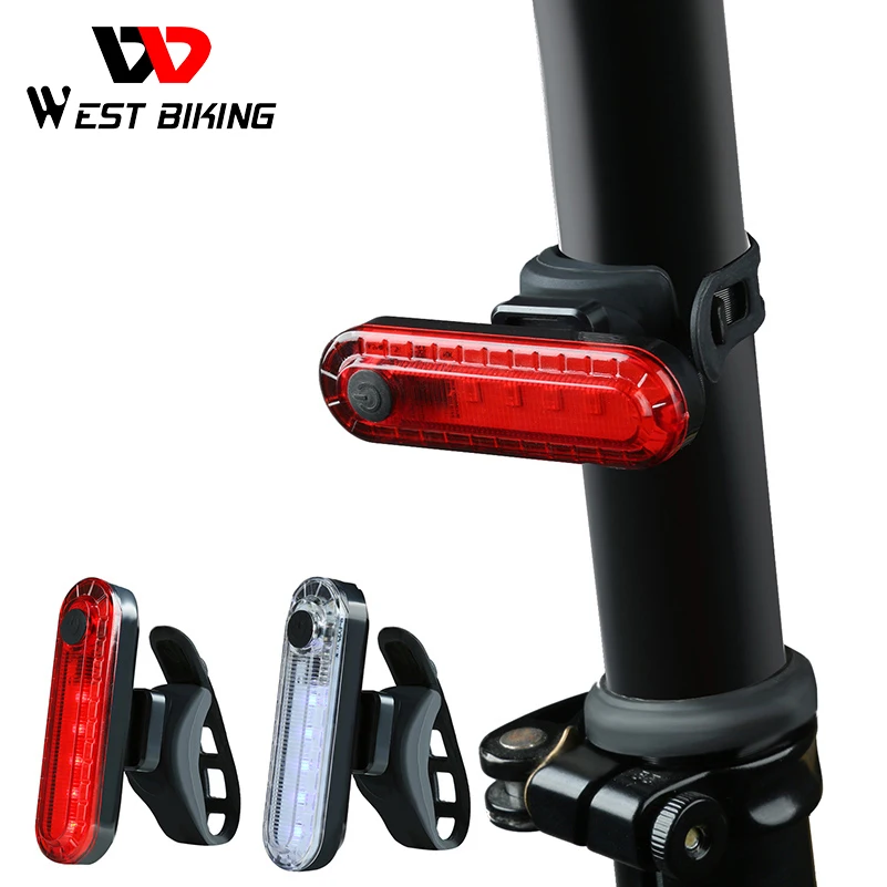 

WEST BIKING Bicycle Taillight Waterproof USB Charging LED Cycling Night Safety Warning Flashlight 4 Modes MTB Road Bike Lights