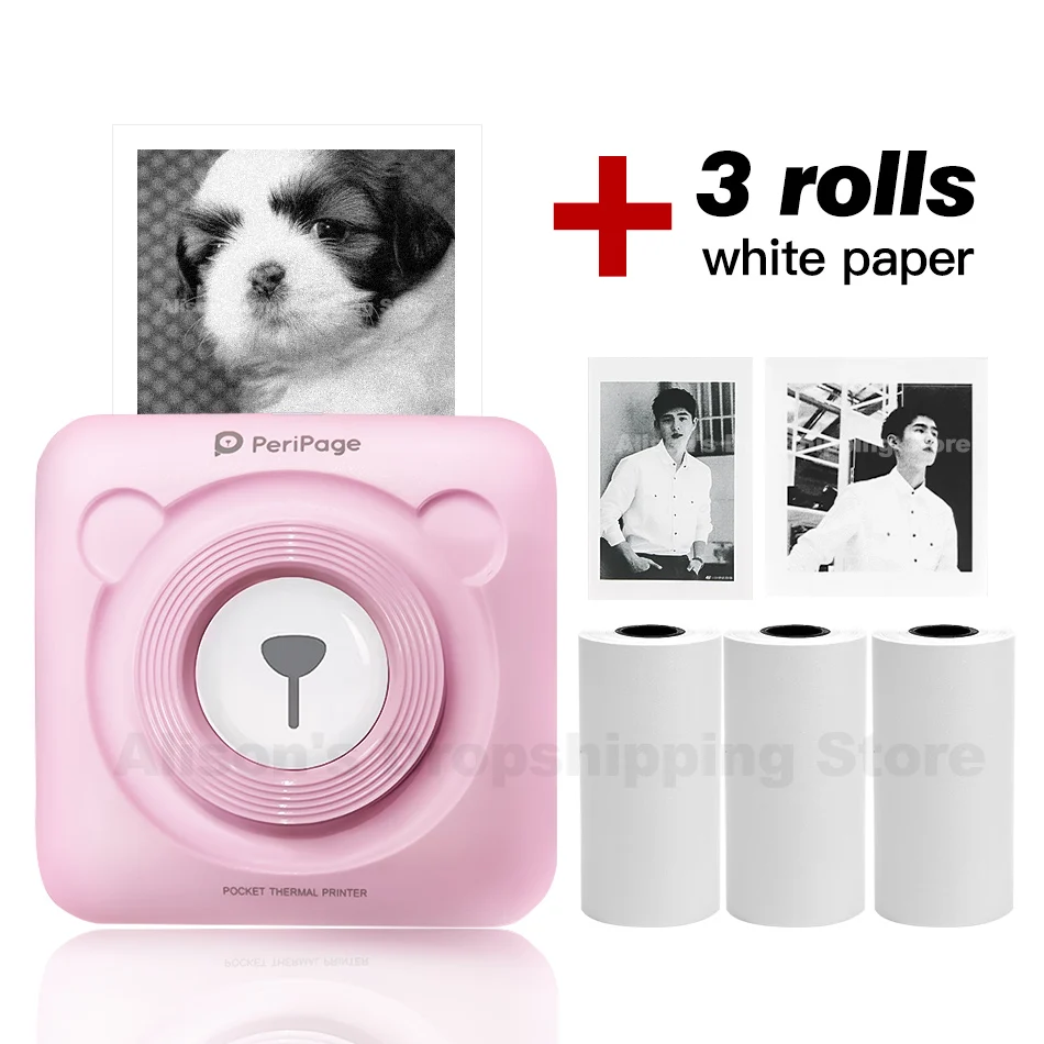 PK Add 3 White Paper GZM5804 A6 PeriPage Мини Портативный Bluetooth беспроводной бумажный фотопринтер Карманный термопечать USB подключение Impresoras Fotos - Цвет: PK Add 3 White Paper