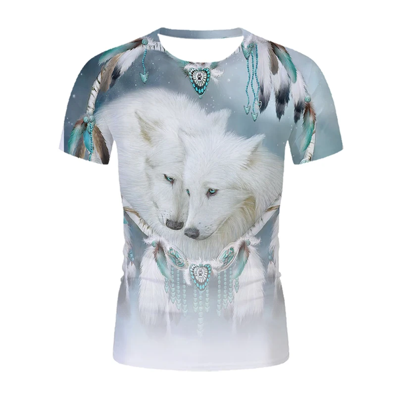 

Summer T shirt Men Wolf 3D Print Tshirt Funny Animal Male Clothes Casual Streetwear Round Neck Short Sleeve Tees Tops Unisex