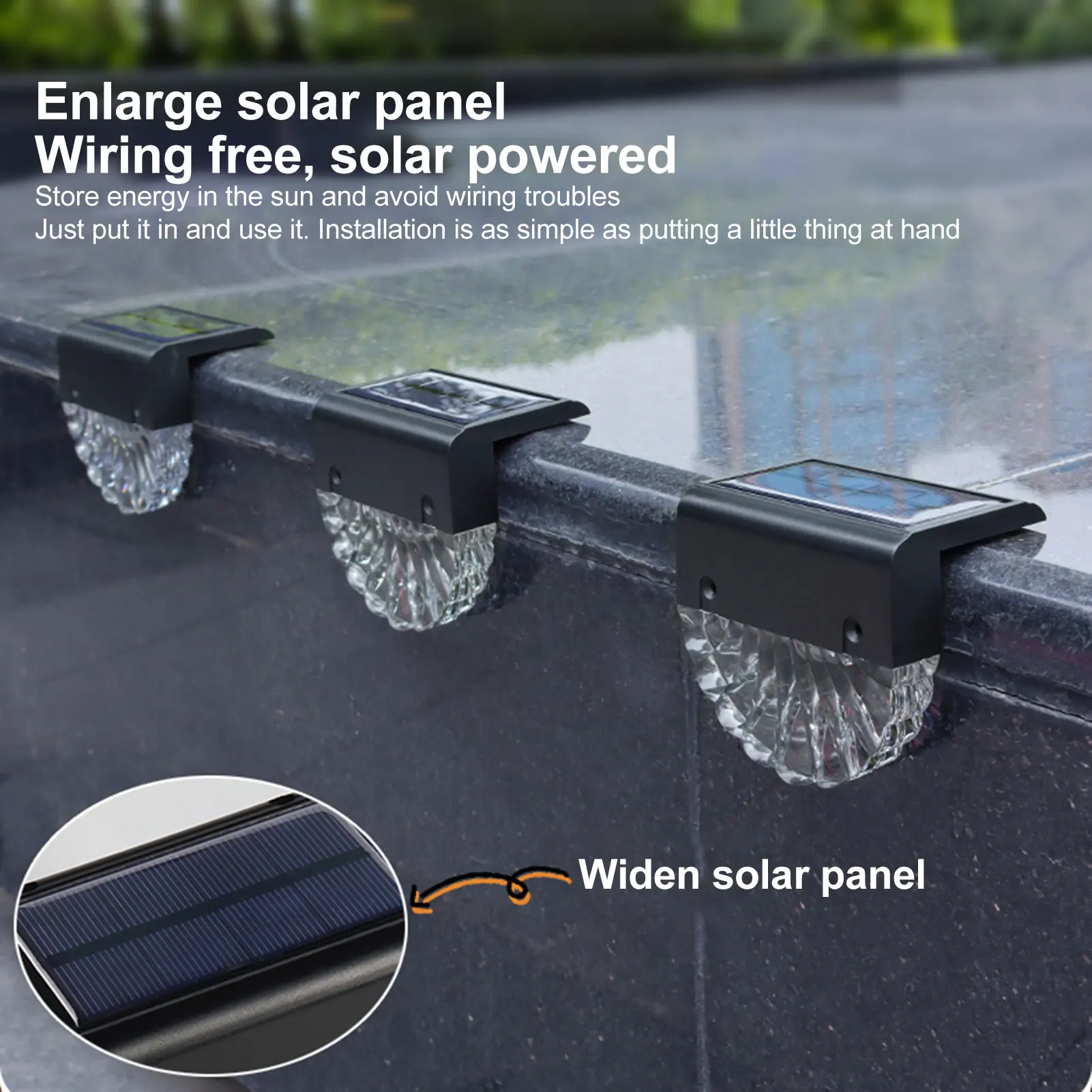 

4pcs LED Solar Stair Lamp IP65 Waterproof Outdoor Garden Pathway Yard Patio Stairs Steps Fence Lamps Solar Night Light