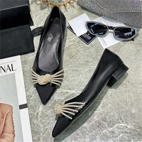 spring autumn fashion womens shoes stitching fabric exquisite beaded decoration all match casual women pumps
