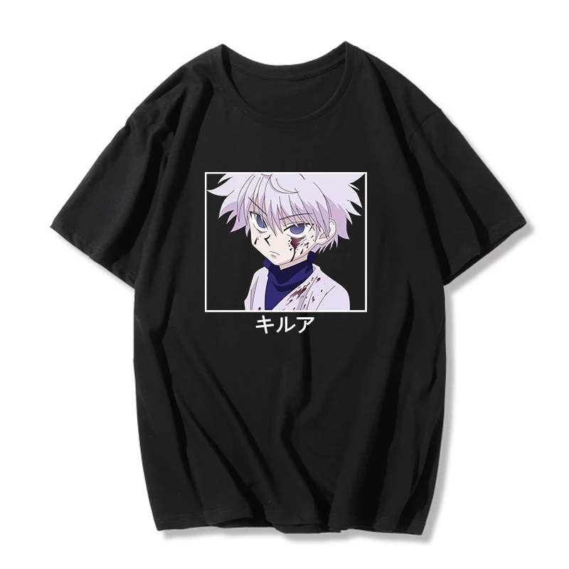 

Футболка Hunter X Hunter Killua женская с круглым вырезом, повседневный топ в японском стиле аниме, свободная рубашка в готическом стиле, с забавным м...