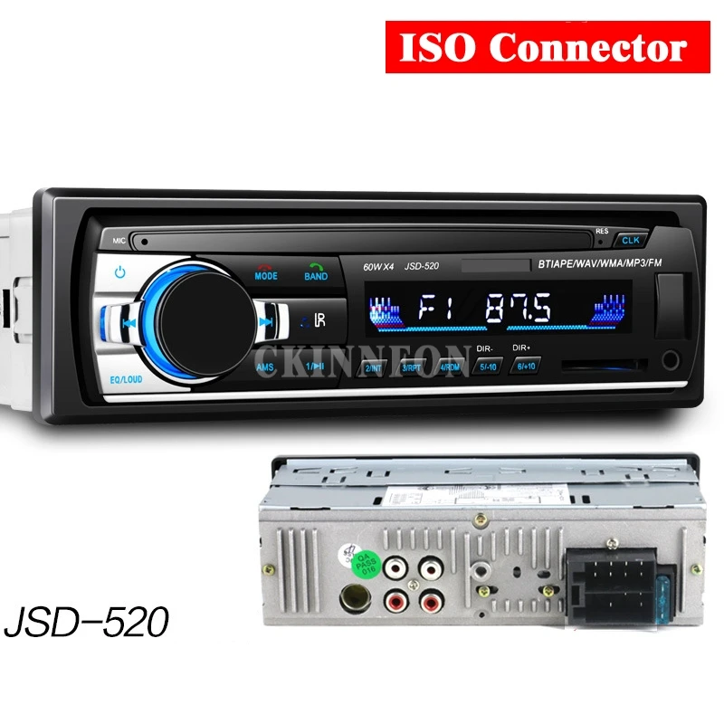 

20 шт./лот JSD-520 12V Bluetooth Стерео FM радио MP3 аудио плеер USB / SD / AUX / APE / FLAC автомобильной электроники в тире