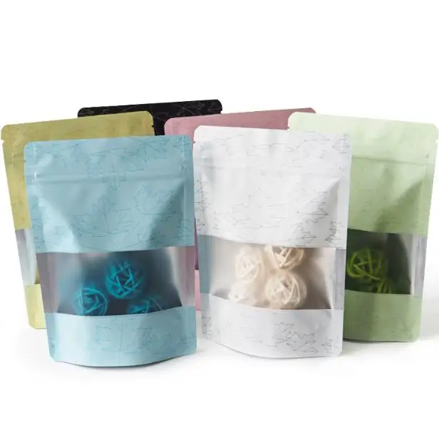 

Recyclable Storage Bags Eco Aluminum Foil Mylar Plastic Bags Stand Up Gift Pouches Reusable Ziplock Bags With Window And Pattern