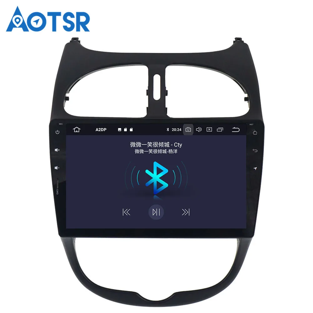 Aotsr Android 9.0 GPS-навигация без DVD-плеера для Peugeot 206 2000 - 2016 мультимедийный