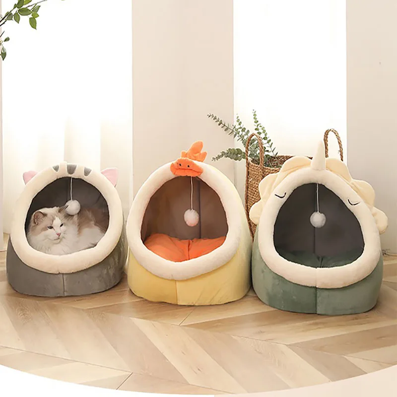 

Coussin Rond Chien Cat House Tent Sweet Cat Bed Warm Pet Basket Kitten Lounger Cushion Soft Small Dog Mat Bag For Washable Cave