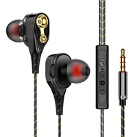 1set earbuds earphone double moving coil adjustable in ear fashion wired headset for smart phone earbuds earphone in ear wired h