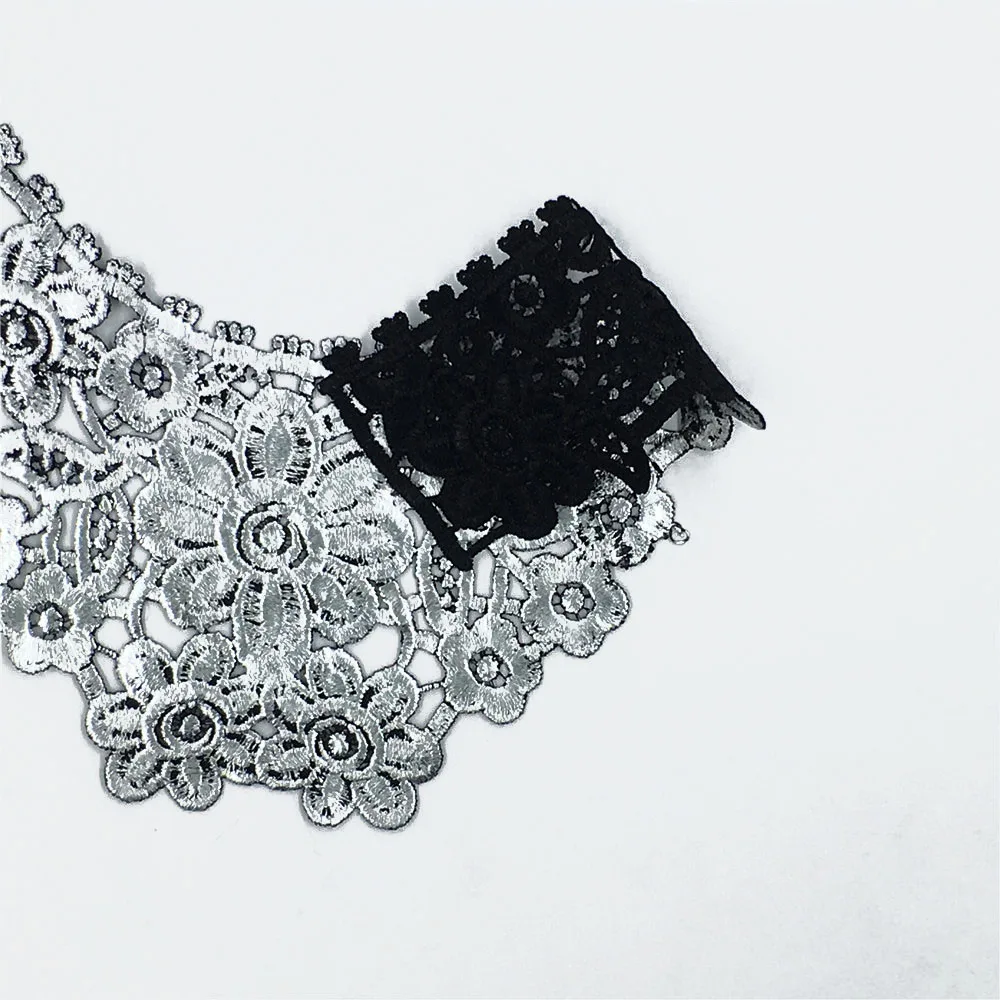 Новый стиль серебряная вышивка цветок кружевное декольте ткань сделай сам