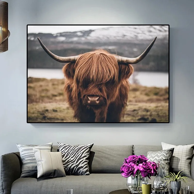 Highland корова дикий картина с рисунком животных крупного рогатого скота Плакаты и
