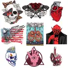 Наклейка на одежду в стиле панк с черепом и полосками