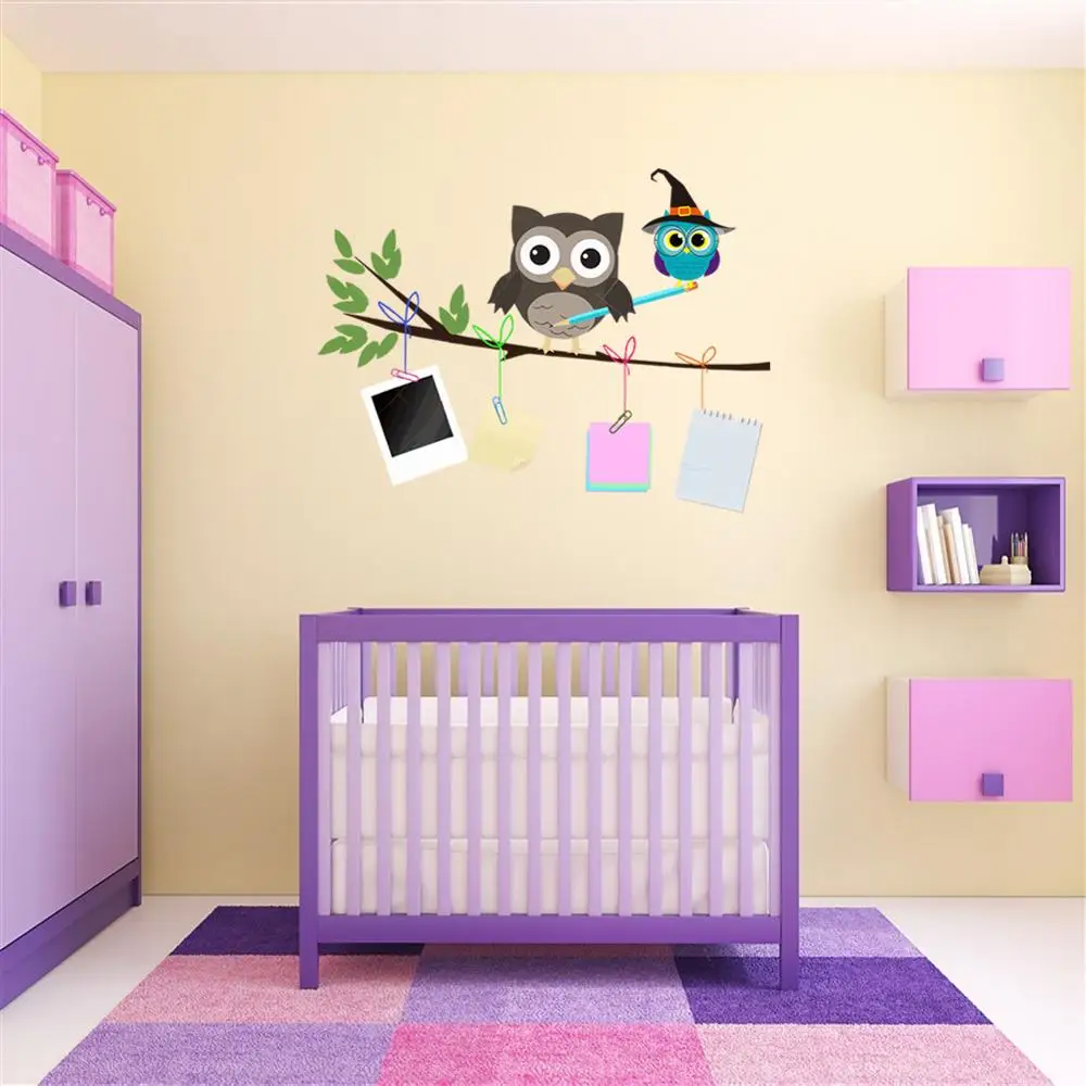 Мультфильм Ручная роспись Сова Детские наклейки на стену спальня Детский сад