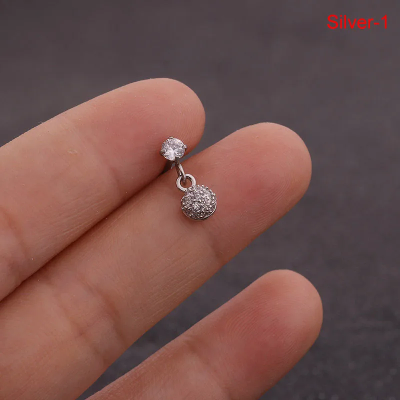 1 шт. из нержавеющей стали крест сердце цветок корона пирсинг Cz Шпильки для ушей