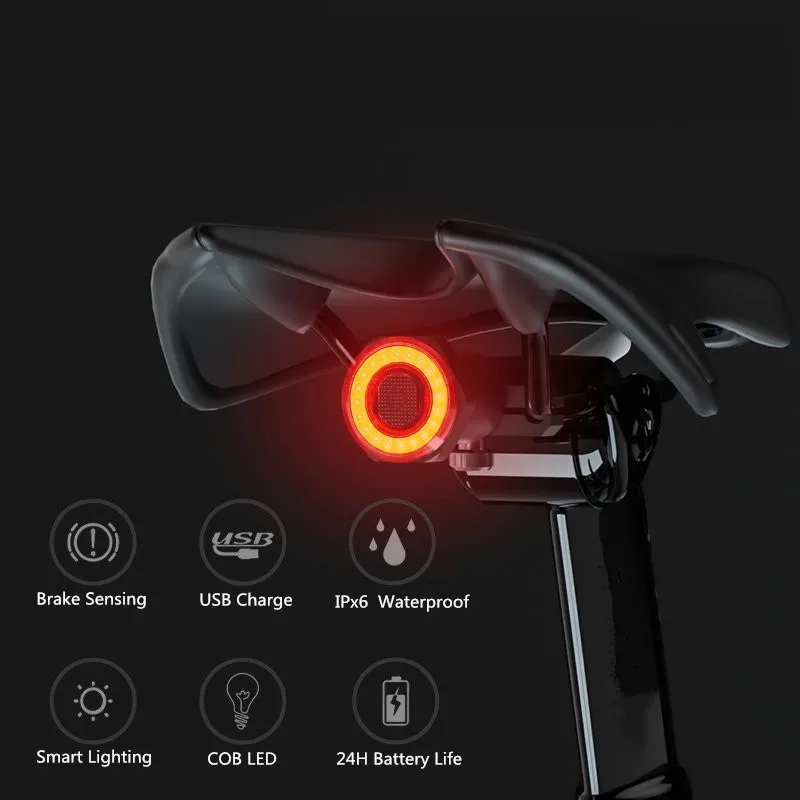Велосипед с автоматическим тормозной светильник USB зарядка умный светодиодный