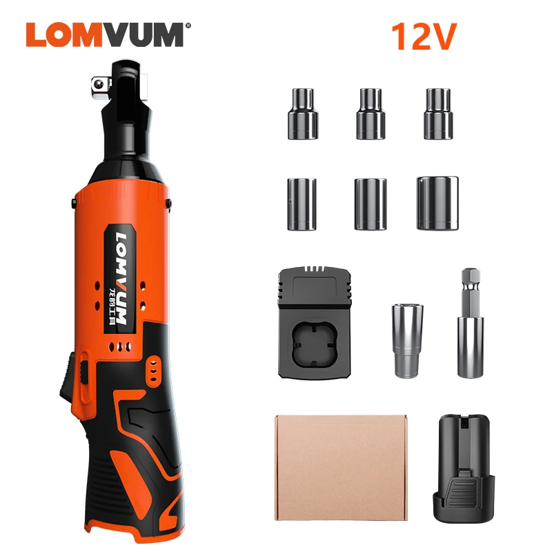 12v 1 battery carton LOMVUM 25 в Электрический гаечный ключ комплект 3/8 беспроводной Трещоточный ключ аккумуляторные леса 60нм крутящий момент Трещотка с светодиодный рабочий светильник - Цвет: 12v 1 battery carton
