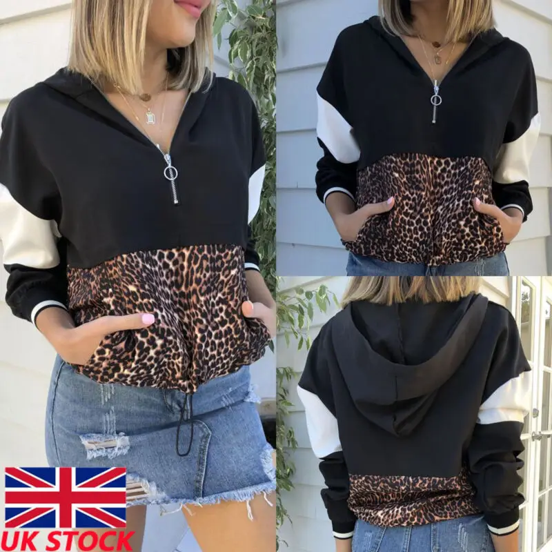 Модная Повседневная Женская толстовка с капюшоном и длинным рукавом джемпер