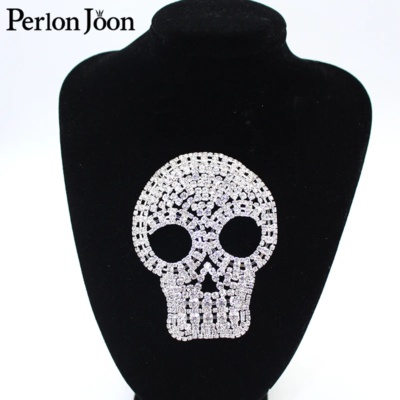 1PCS Punk Hip hop style DIY crystal skull rhinestone applique glass patch stitched for wedding bag and shoe decoration YHX081 | Дом и сад