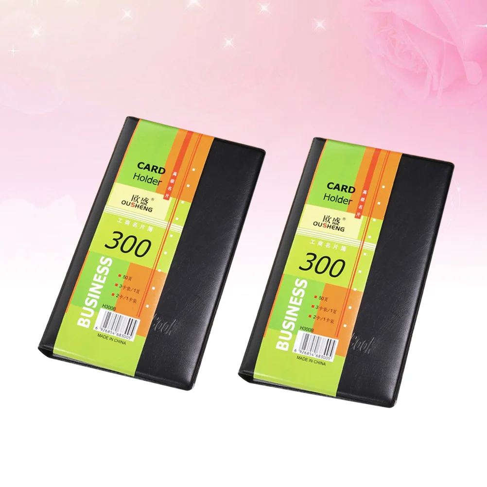 

2pcs Business Cards Name Holders Book Case Keeper Organizer Passport Credit Case Business Men Women(300pcs Slot/pcs Black)