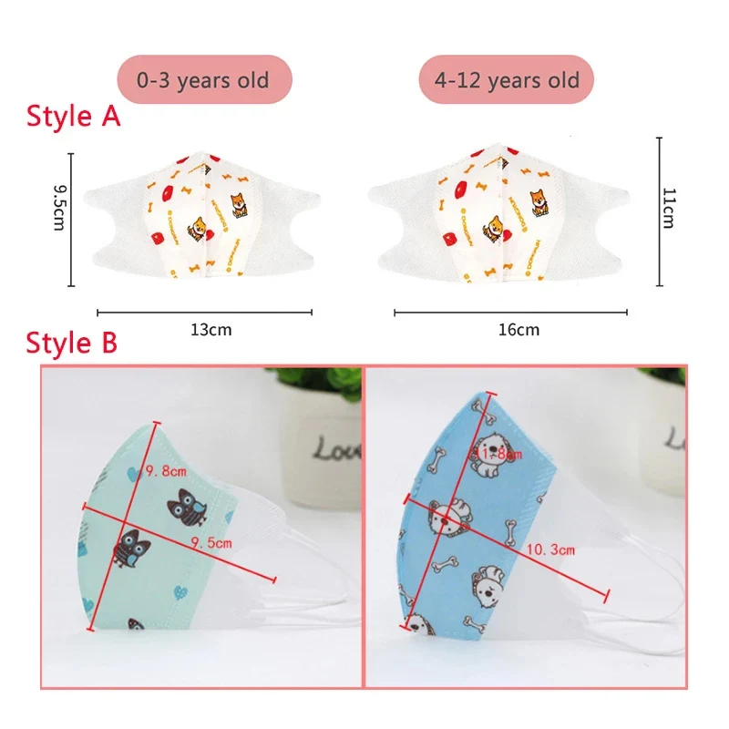 

50pcs Kids Disposable Masks Three-layer Protective Face Mask Dustproof Breathable Mouth Mask 1-3 old Cartoon Print Masque Enfant