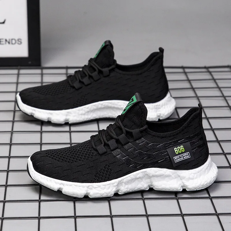 

2021 Spring Men's Shoes Fashion Trendy Shoes Students Lightweight Running Shoes Breathable Flying Woven Men's Shoes