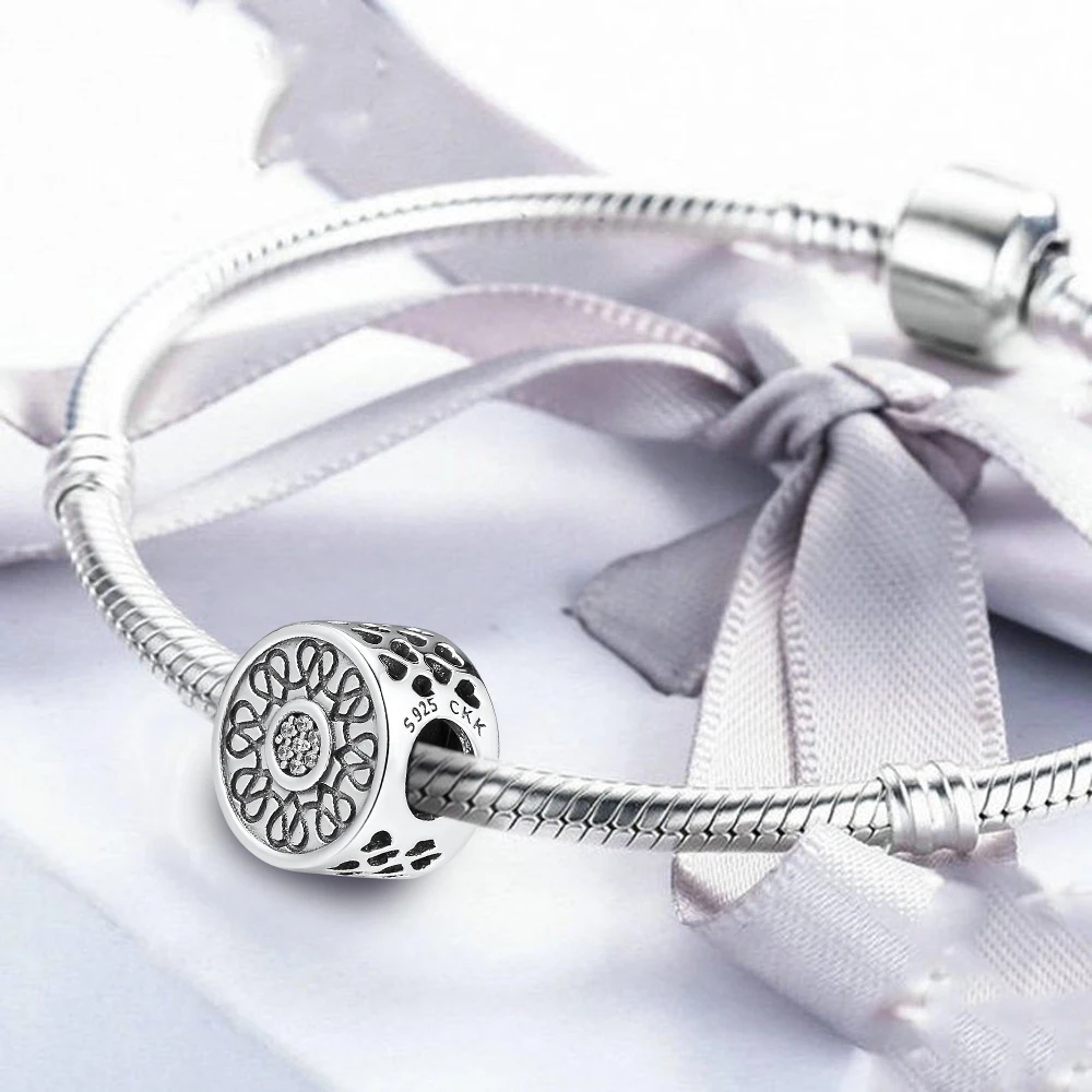 DIY Подходит для Pandora Подвески Браслеты ожерелье стерлингового серебра 925 сияющее