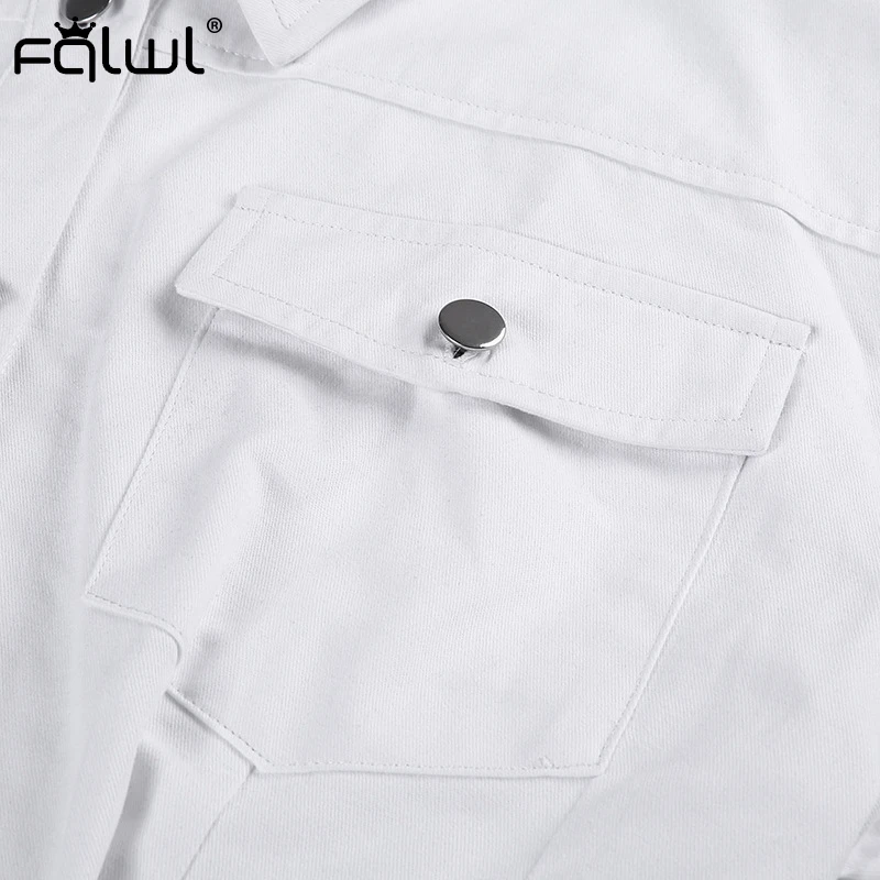 Женское платье-рубашка FQLWL повседневное белое джинсовое платье с длинным рукавом