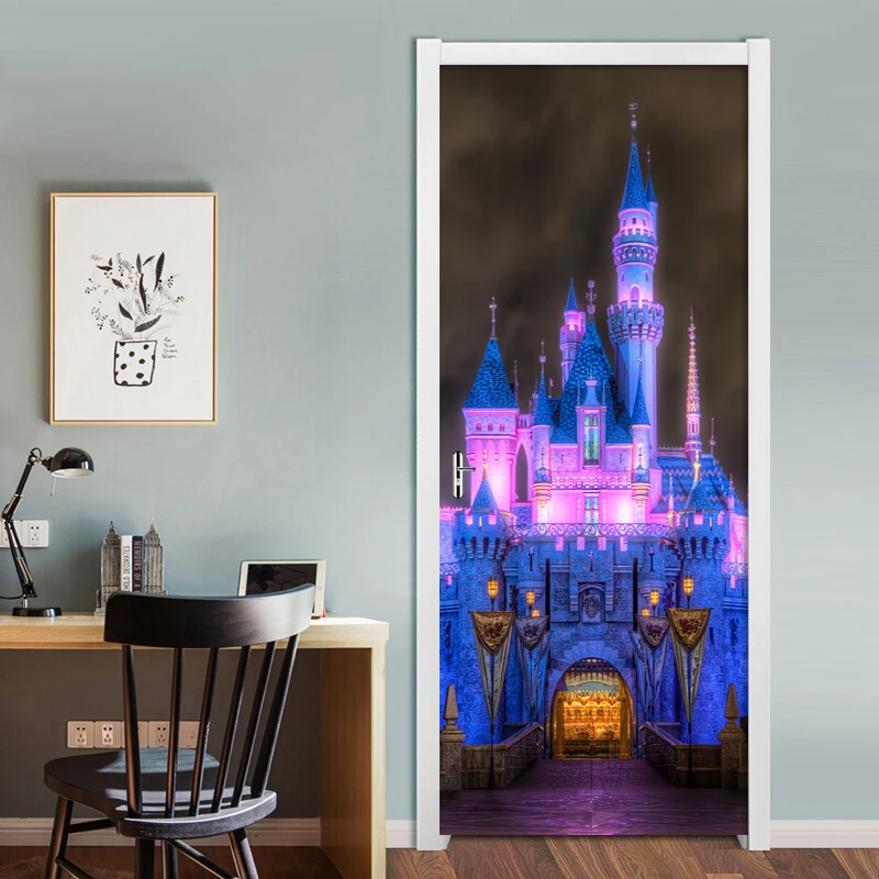 3D Фиолетовый замок ночь вид двери наклейки окна виниловая наклейка Бог ПВХ