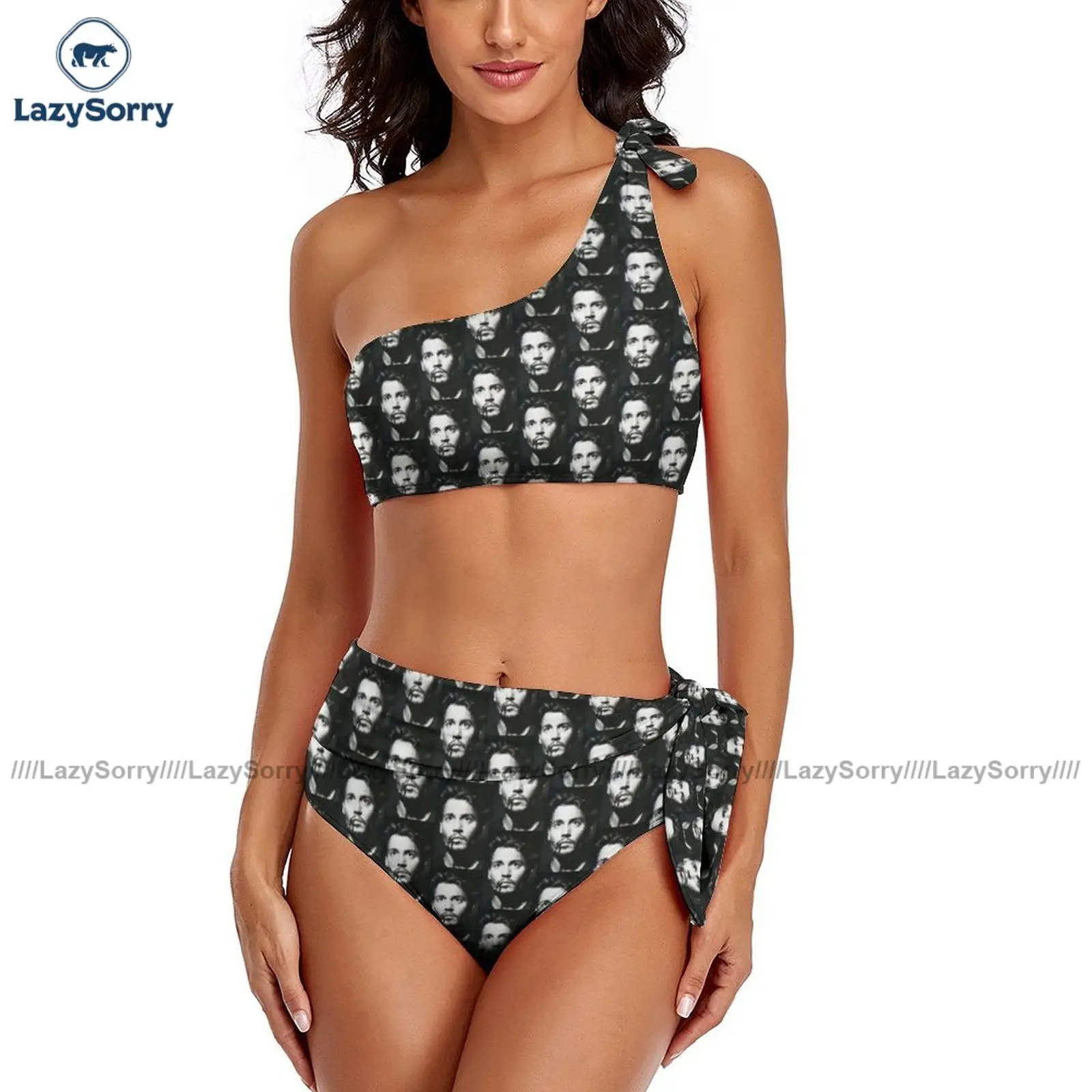 

Johnny Depp Bikini Swimsuit With Ties Women Swimwear Fashion Cute Festival Two Piece Bathing Suit
