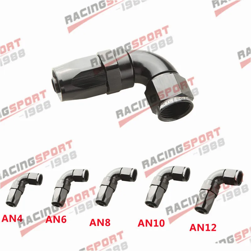 

AN4 AN6 AN8 AN10 AN12 90 Degree Swivel Hose End Fitting Adapter Aluminum Black