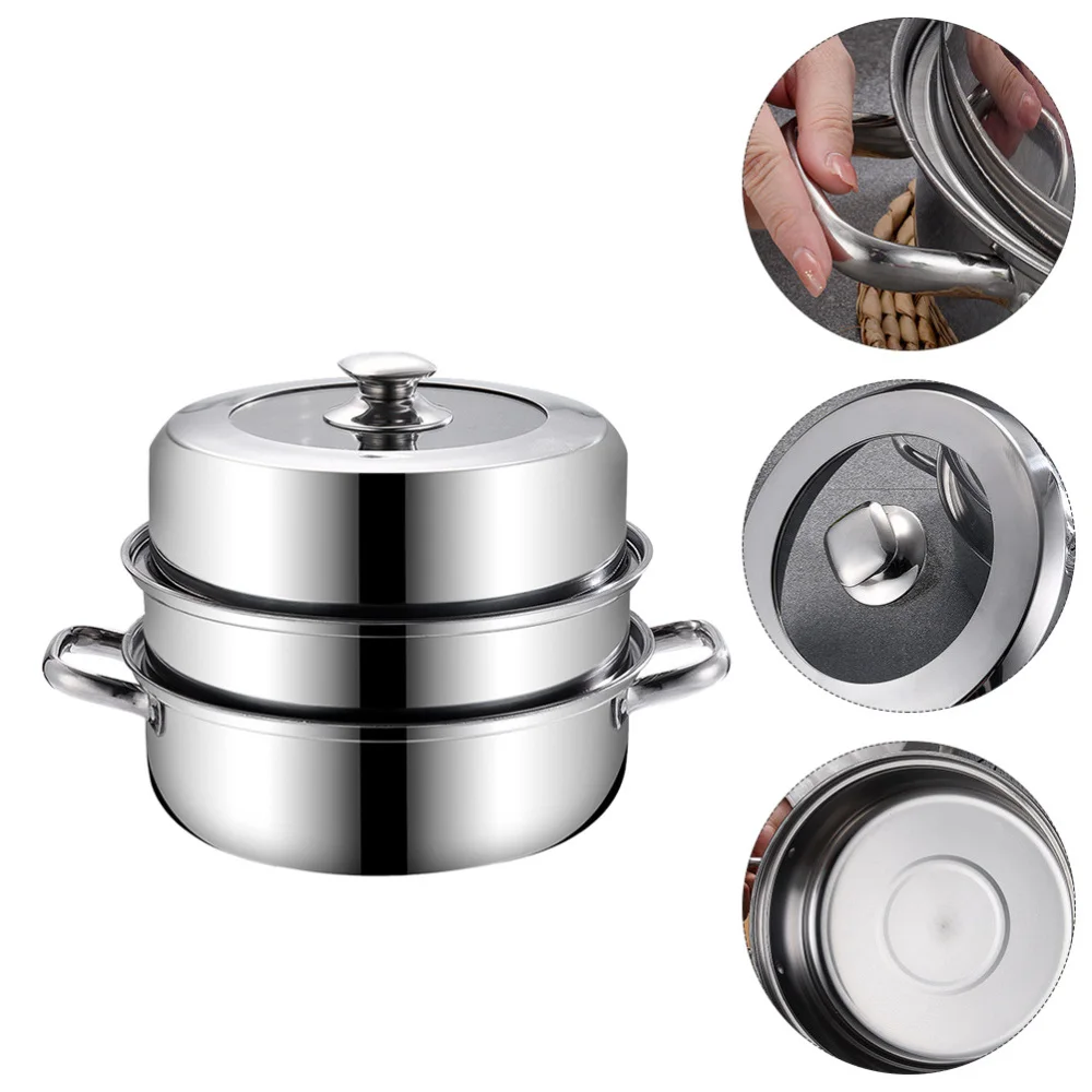 

1Pc Multi-function Steamer Stainless Steel Stockpot Practical Steaming Pot