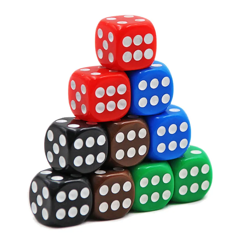 

10Pcs High Quality 16mm Multi Color Six Sided Spot D6 Playing Games Dice Set Opaque Dice For Bar Pub Club Party Board Game