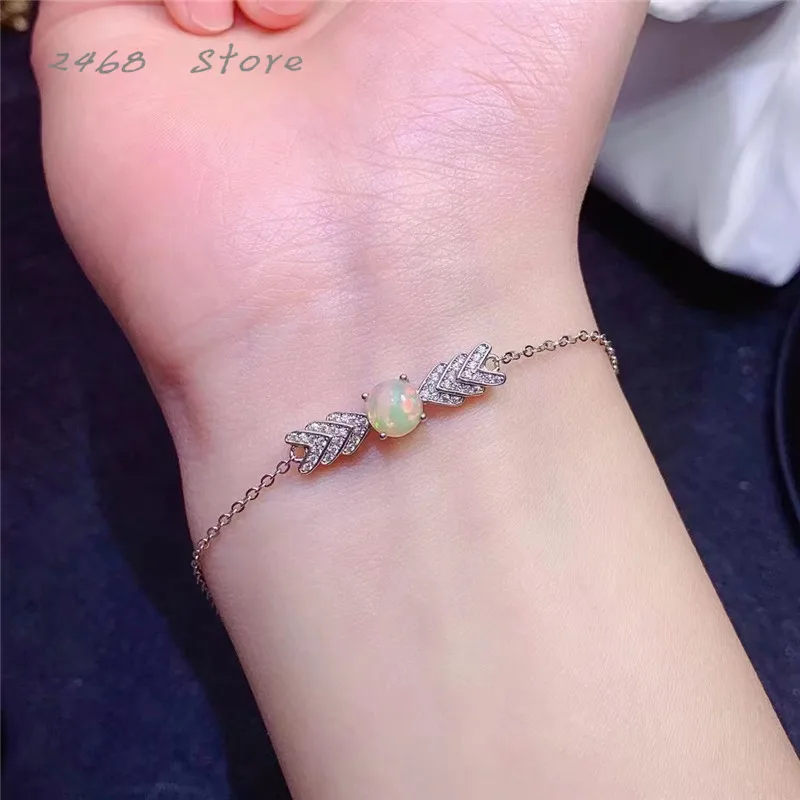 

New natural opal bracelet, 925 silver bracelet, women's bracelet, exquisitely crafted, luxurious atmosphere
