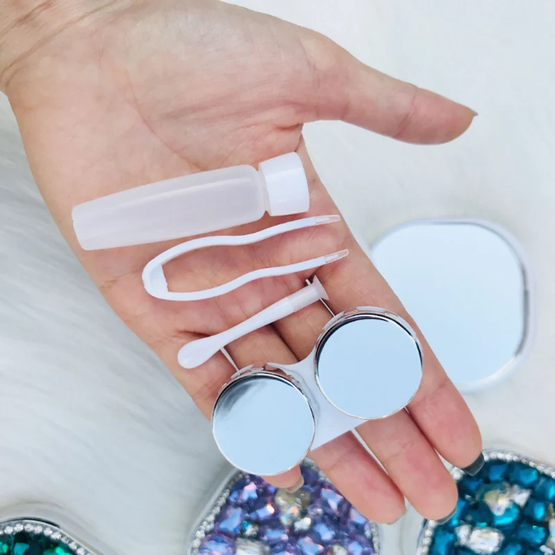 Чехол для контактных линз с сияющими бриллиантами простая коробка хранения